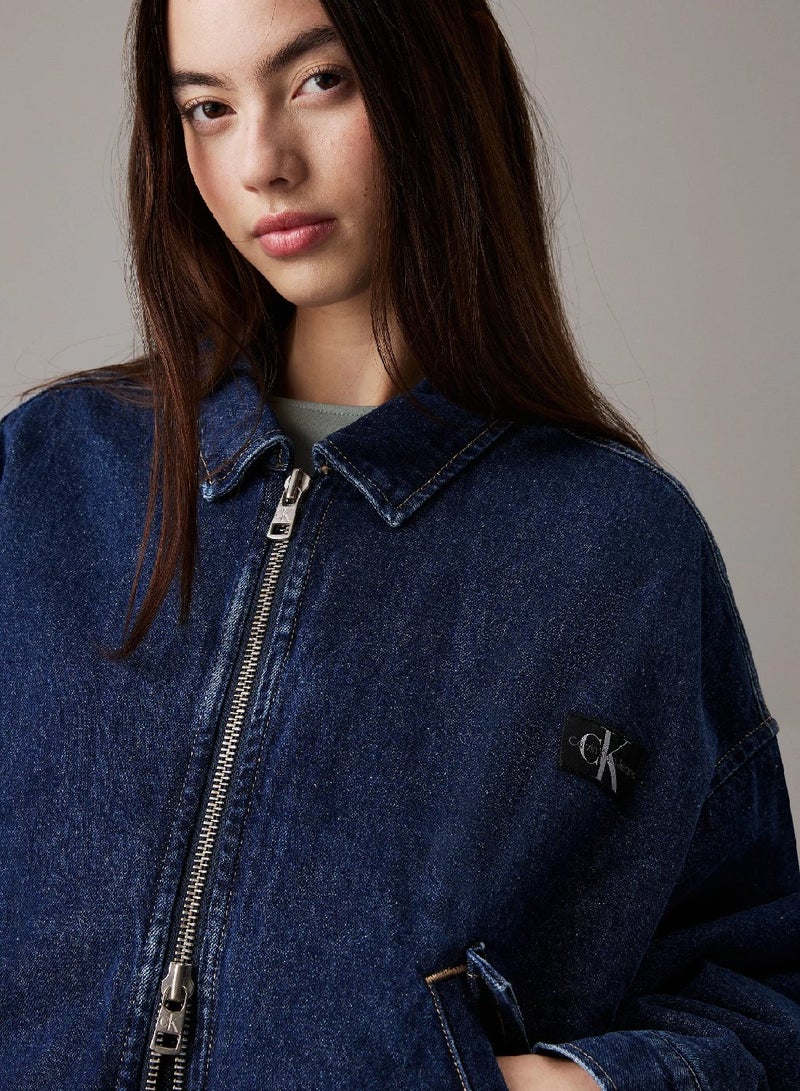 Calvin Klein Jeans Denim Bomber Jacket - Image 3