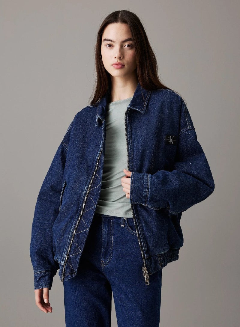 Calvin Klein Jeans Denim Bomber Jacket - Image 1