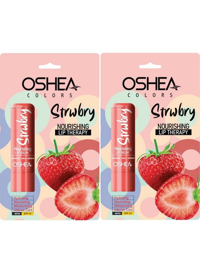 OSHEA Herbals Nourishing Strawberry Lip Balm With Spf 15 | Instant Hydration, Relieves Dry & Chapped Lips | Enriched With Shea Butter & Castor Oil (Pack Of 2) 4.5 G - Image 1