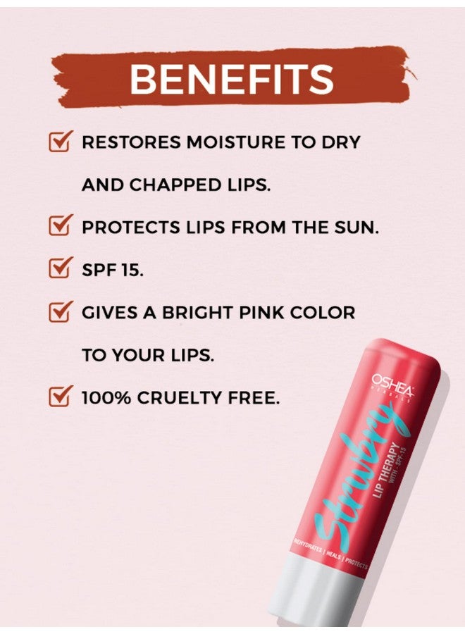 OSHEA Herbals Nourishing Strawberry Lip Balm With Spf 15 | Instant Hydration, Relieves Dry & Chapped Lips | Enriched With Shea Butter & Castor Oil (Pack Of 2) 4.5 G - Image 4