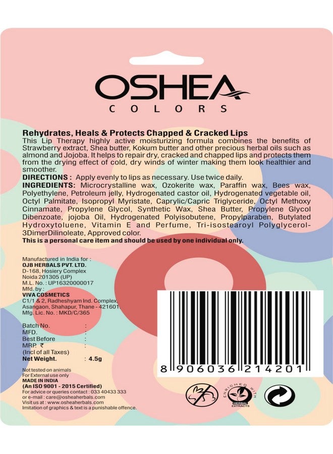 OSHEA Herbals Nourishing Strawberry Lip Balm With Spf 15 | Instant Hydration, Relieves Dry & Chapped Lips | Enriched With Shea Butter & Castor Oil (Pack Of 2) 4.5 G - Image 2