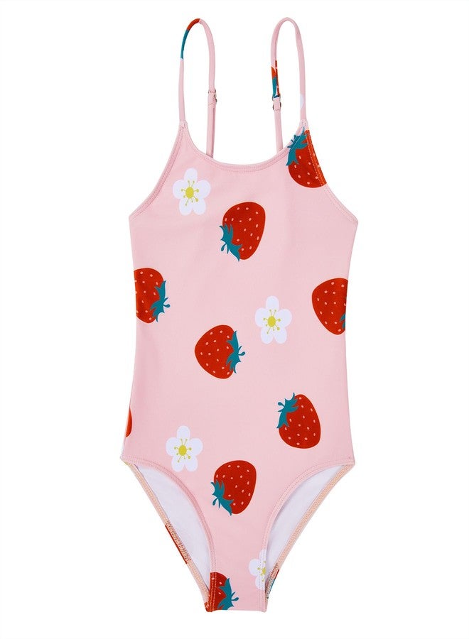 Zando 2T Toddler Girl Swimsuit - Cute Toddler Bathing Suit Girl One Piece Swimsuits Pattern 3T Swimsuit Sleeveless Girls Swimwear Adjustable Straps Beach Wear A Strawberry 2-3T - Image 1