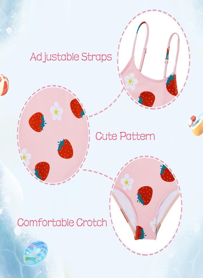 Zando 2T Toddler Girl Swimsuit - Cute Toddler Bathing Suit Girl One Piece Swimsuits Pattern 3T Swimsuit Sleeveless Girls Swimwear Adjustable Straps Beach Wear A Strawberry 2-3T - Image 4
