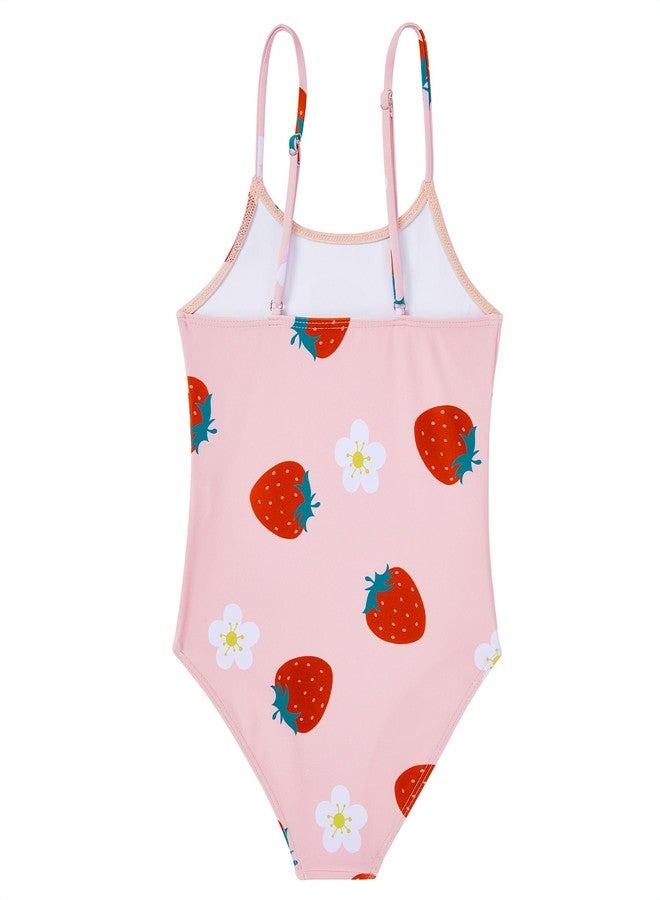 Zando 2T Toddler Girl Swimsuit - Cute Toddler Bathing Suit Girl One Piece Swimsuits Pattern 3T Swimsuit Sleeveless Girls Swimwear Adjustable Straps Beach Wear A Strawberry 2-3T - Image 2