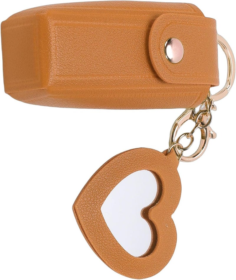 Zerodis Pu Leather Lip Balm Pouch, Cosmetic Bags Holder Keychain With Mirror Comfortable Touch Lipstick Holder Bag For Women Travel Essentials 3.54X1.18In Pu Leather Lip Balm Pouch, (Yellow) - Image 3