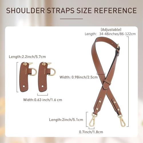 OAikor Upgraded 4 Buckles Purse Strap Replacement Compatible with Longchamp S/M Bag, Anti-Slip Leather Bag Straps Conversion Kit, Handbags Crossbody Shoulder Strap 34-48'' Adjustable for Women(Brown) - Image 5
