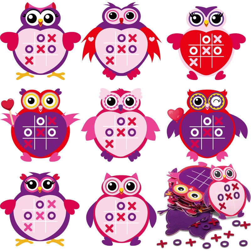 Wiwiqing 24 Pack Valentines Day Tic Tac Toe Strategic Board Felt with Storage Bags Valentines Day Games for Party Favors Goodie Bags Gift Exchange PrizesBirds - Image 3