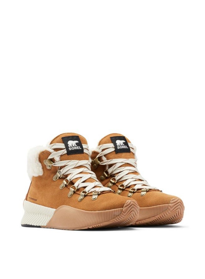 SOREL Women's Out 'N About III Conquest Boot — Waterproof Suede Winter Boots, Camel Brown, Black, 5 - Image 1