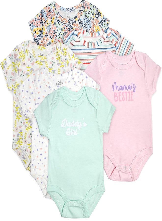 Baby Essentials Baby Girls 6 Piece Bodysuit Set (Mama's Bestie Daddy's Girl 6 Piece, 3 Months) - Image 1