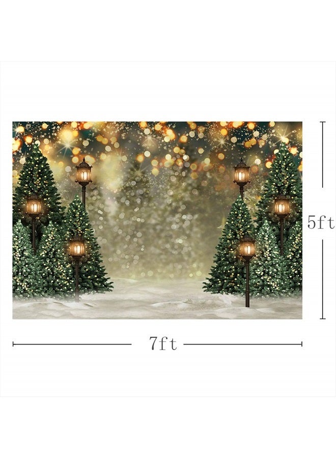 MEHOFOND 7x5ft Winter Christmas Tree Snowflake Green Newborn Photography Background Snow Scene Glitter Bokeh Child Portrait Backdrops Xmas Birthday Baby Shower Party Photo Banner Props - Image 4