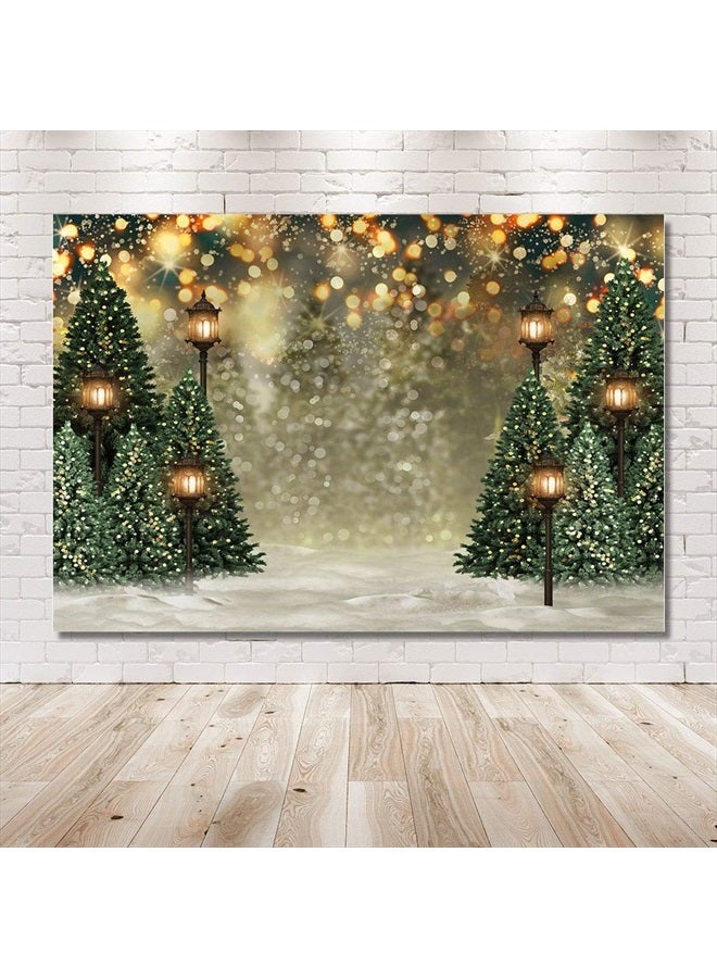 MEHOFOND 7x5ft Winter Christmas Tree Snowflake Green Newborn Photography Background Snow Scene Glitter Bokeh Child Portrait Backdrops Xmas Birthday Baby Shower Party Photo Banner Props - Image 5