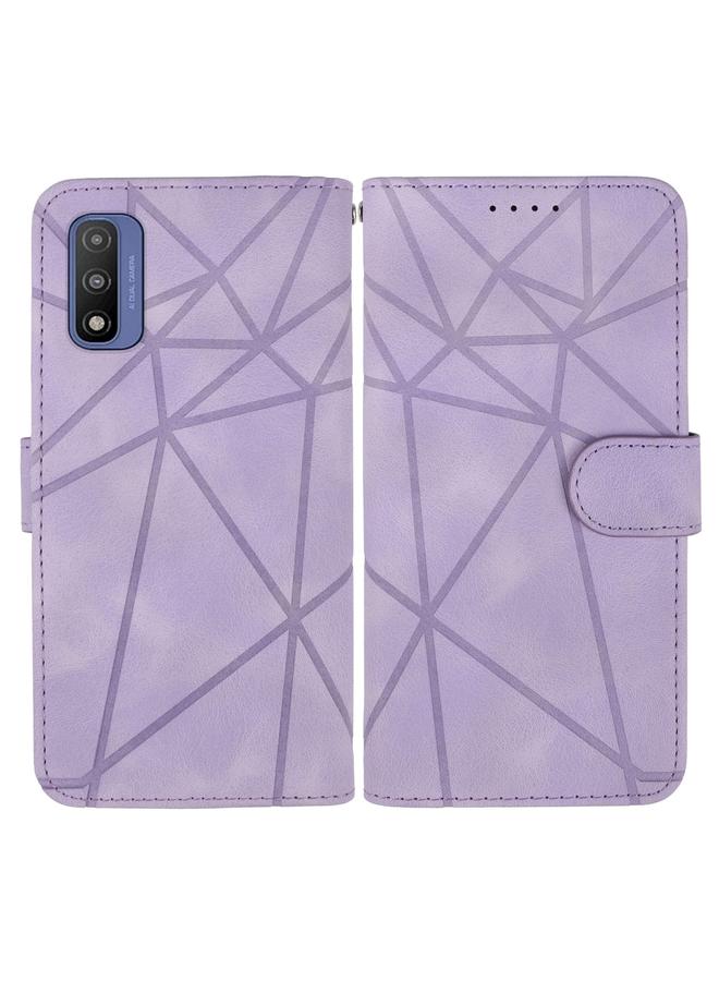 S-TOP Case For Motorola Moto G Pure 2021 Skin Feel Geometric Lines Leather Phone Case - Image 2