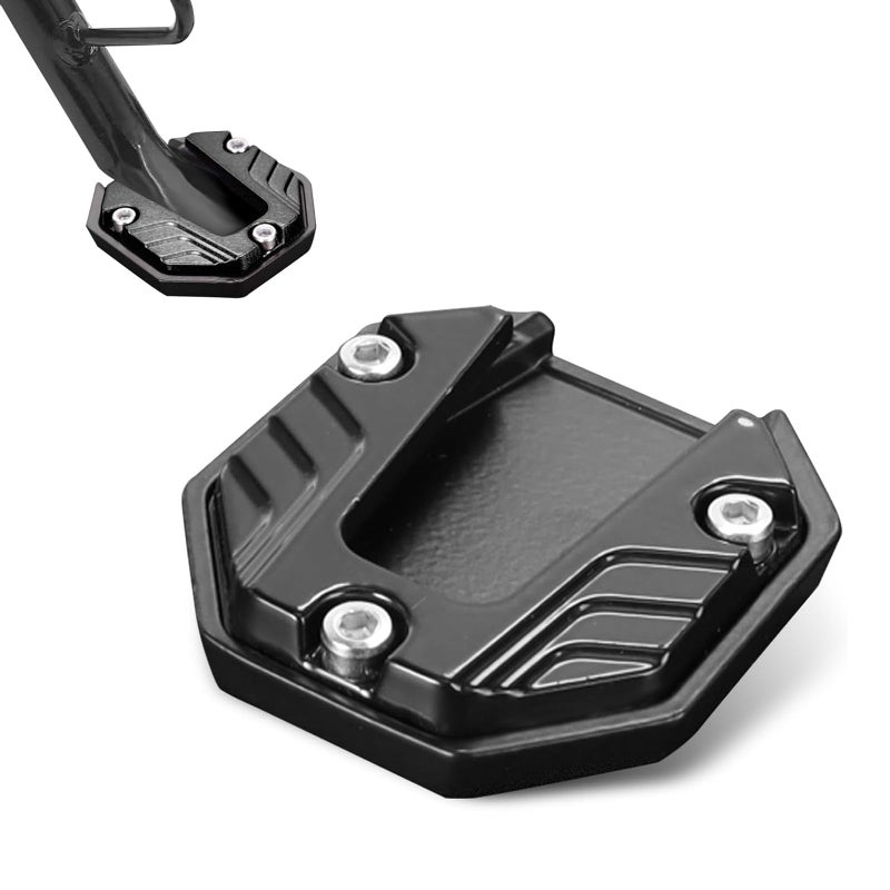 Opuweiy Motorcycle Kickstand Antislip Kickstand Pad AntiSink Extension Side Stand Foot Pad Electric Motorcycle Universal Footrests Enlarged Bottom Black - Image 3