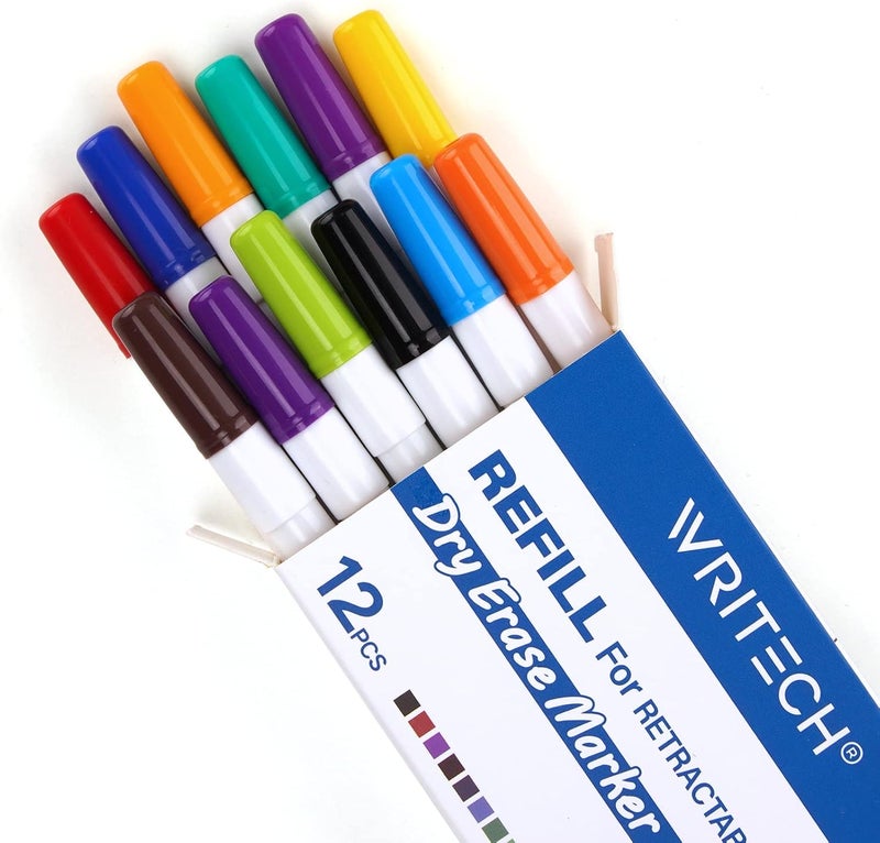 WRITECH Dry Erase Marker Refills, Low Odor Assorted Colors Ink 12ct - Image 1