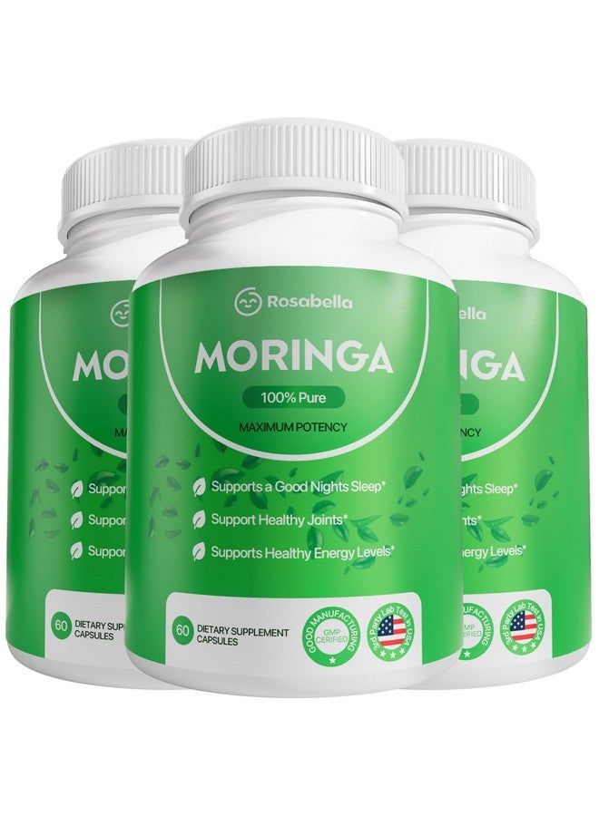 Rosabella Rosabella Moringa Capsules - Pure Moringa Powder, Energy, Skin, Immune & Gut Health Superfood, Rich in Antioxidants, Essential Vitamins & Amino Acids, Natural Green Superfood Supplement - 180 Count  - Image 1