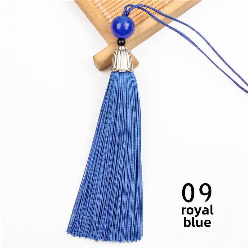 Generic Metal Cap Tassel Feng Shui Charm Pendant sapphire blue
