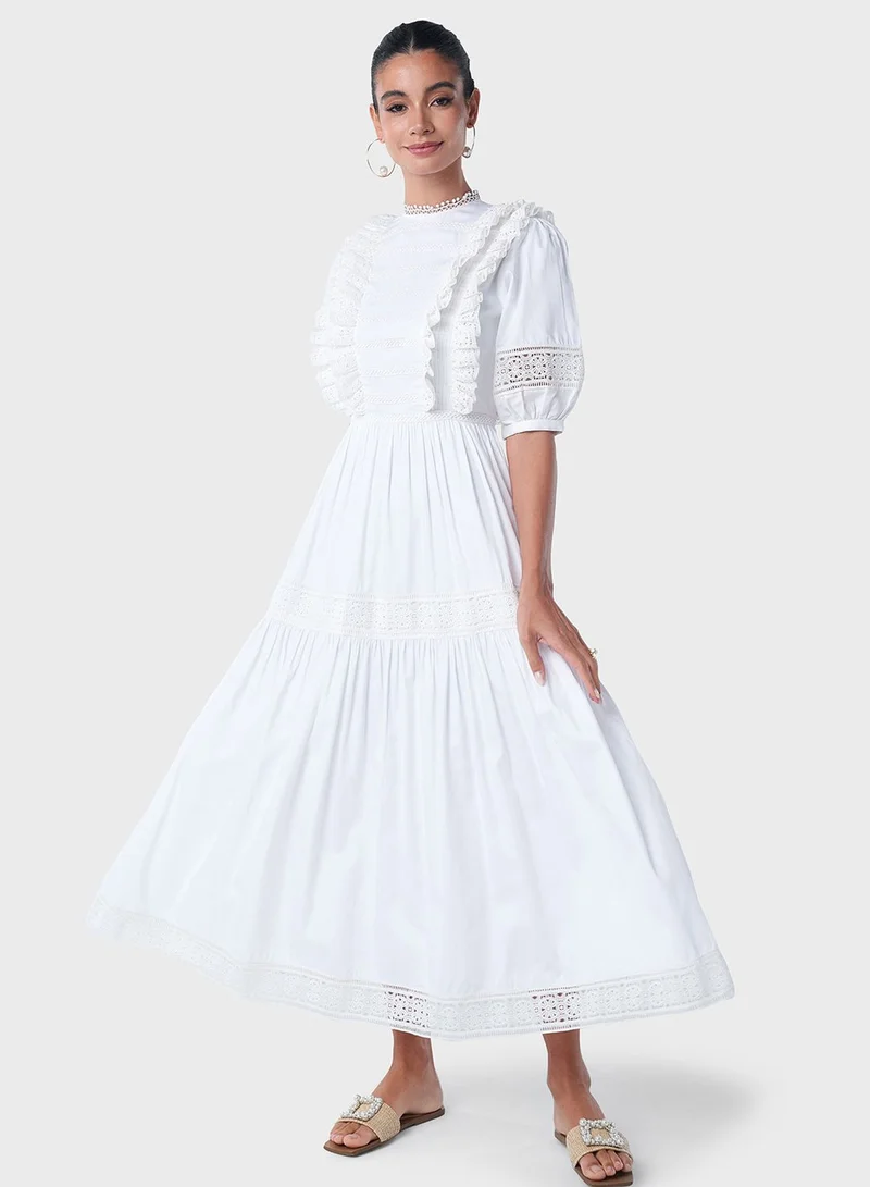 Threadz by Ajooni Ruffled Cotton Midi Dress