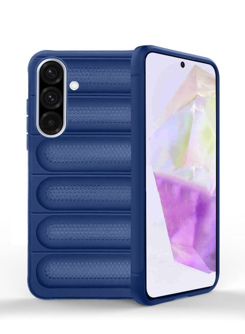 Samsung Galaxy A36 5G 2025 / Samsung Galaxy A56 5G 2025 Premium Translucent within Air Bag TPU with Band Texture Case Cover - Blue