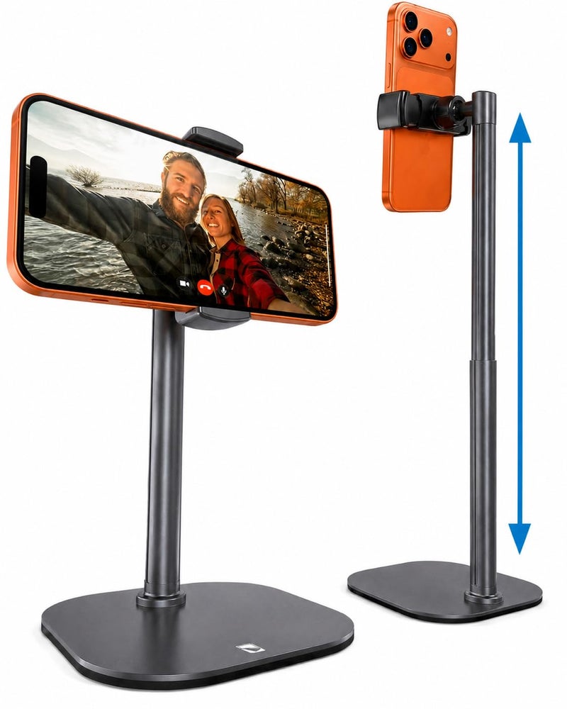 COOPER ChatStand Adjustable Cell Phone Stand for Desk Phone Stand for Recording iPhone Holder for Filming Small Tripod for iPhone Fits Samsung Android Smartphones Metallic Gray - Image 2