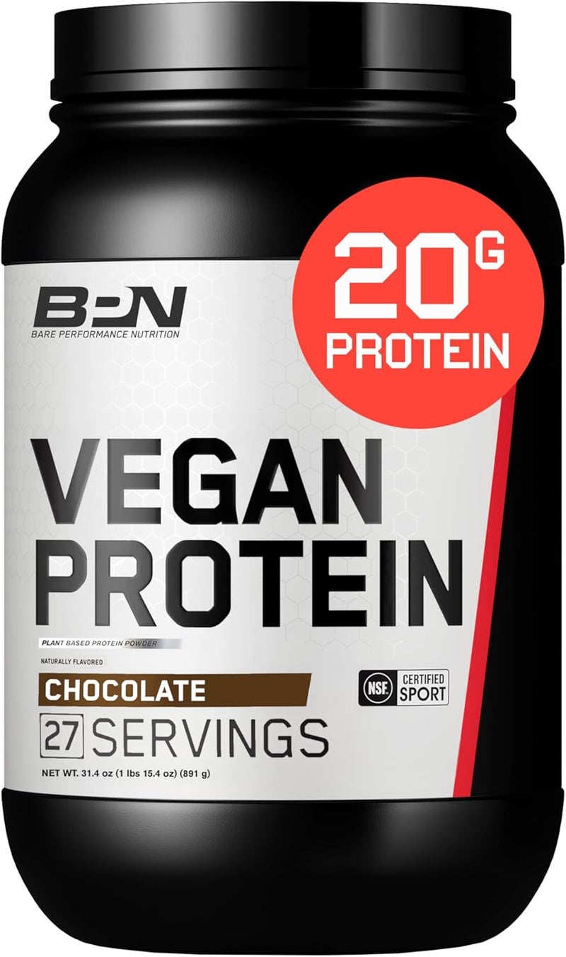 BARE PERFORMANCE NUTRITION Vegan Protein Plant Based Protein Pea Protein Watermelon Protein and Pumpkin Protein Naturally Sweetened and Flavored 27 Servings Chocolate - Image 1