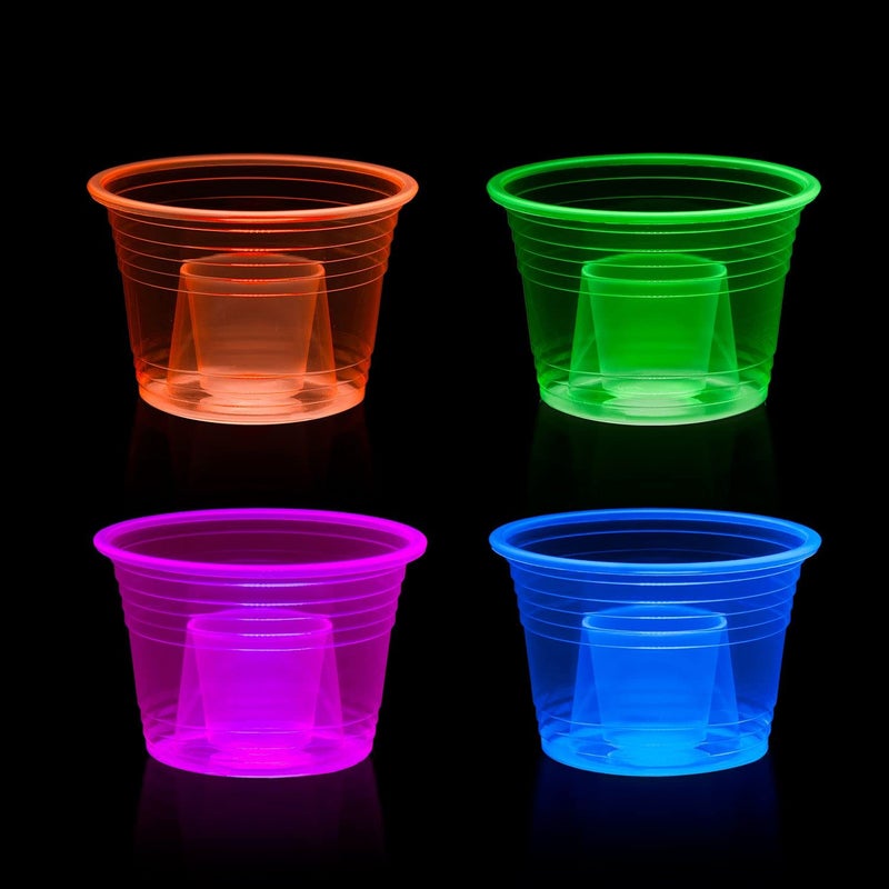 Party Essentials Soft Plastic Bomber Shot Cups  Jager Blaster Power Bombs Cups  3 oz.  50-Count  Assorted Neon - Image 2