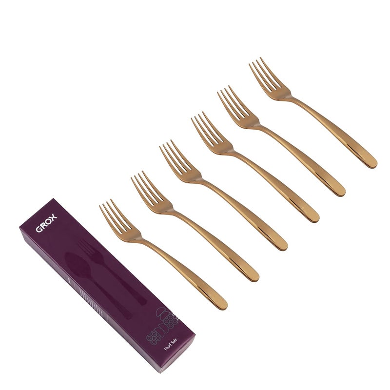 GROX GROX StainlessSteel Premium Classic Regular Fork Gold Set of 6 21 cm - Image 1