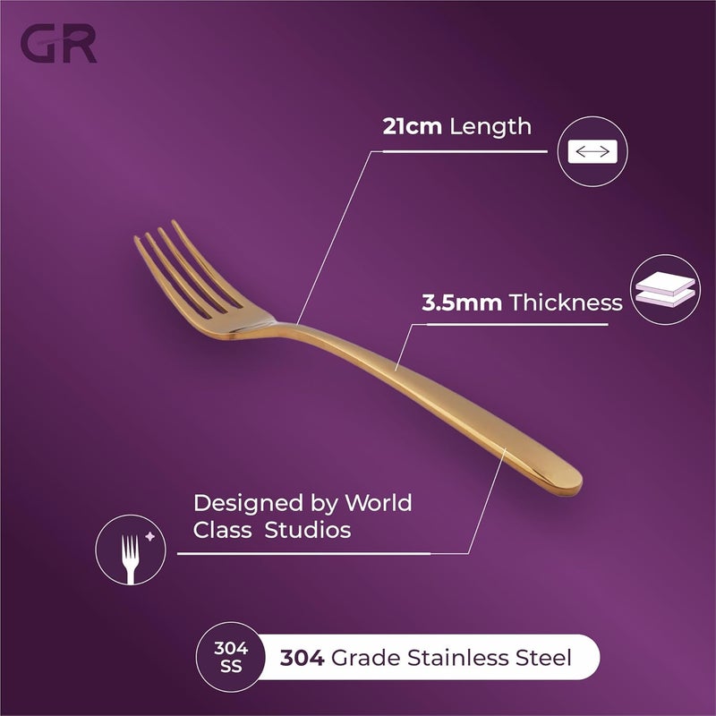 GROX GROX StainlessSteel Premium Classic Regular Fork Gold Set of 6 21 cm - Image 4