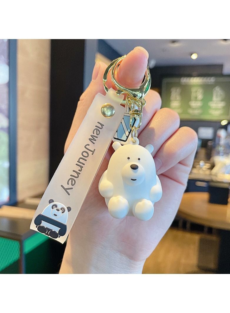 Cute cartoon sitting bear keychain creative car bag accessories