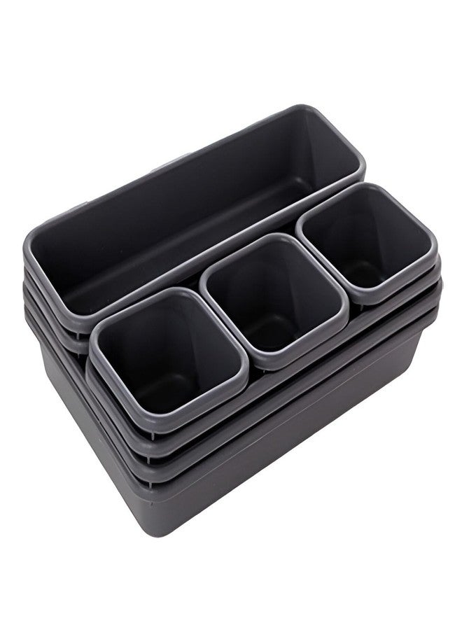 AMIRATE 8-Piece Cutlery Tray Set for Kitchen Drawers – Interlocking Plastic Drawer Organizer Tray for Spoons, Knives, Forks & Utensils – Modular Desk & Drawer Storage Bins for Home & Office - Image 4