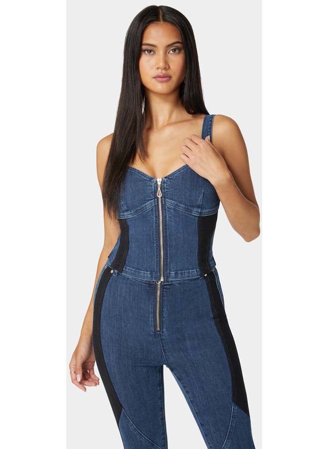 bebe Pdr Combo Zip Front Denim Corset - Image 2