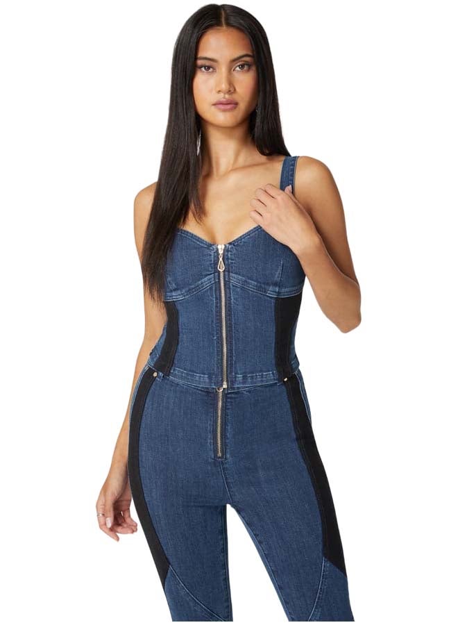bebe Pdr Combo Zip Front Denim Corset - Image 1