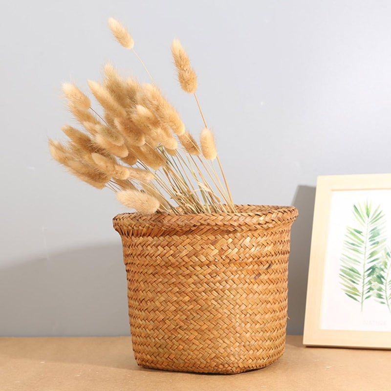 Woven Waste Basket Small Round Natural Seagrass Container XL 24x20cm Multi-Function Storage Bin for Bathroom Kitchen Office Recycling - Image 5