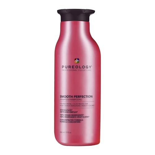 Pureology Smooth Perfection Shampoo  For Frizzy ColorTreated Hair  Smooths Hair  Controls Frizz  SulfateFree  Vegan  Updated Packaging  9 Fl Oz