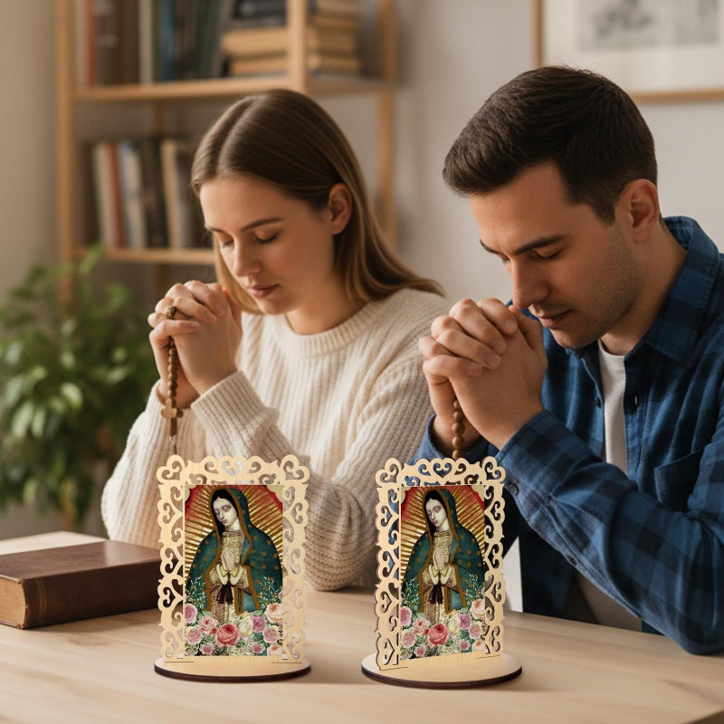 Soaoo 12 Pcs Our Lady of Guadalupe Wooden Statues Virgen De Guadalupe Picture Frames Baptism Favors for Guests Baptism Centerpieces for Table First Communion Gifts Catholic Favors (Rectangle2) - Image 5