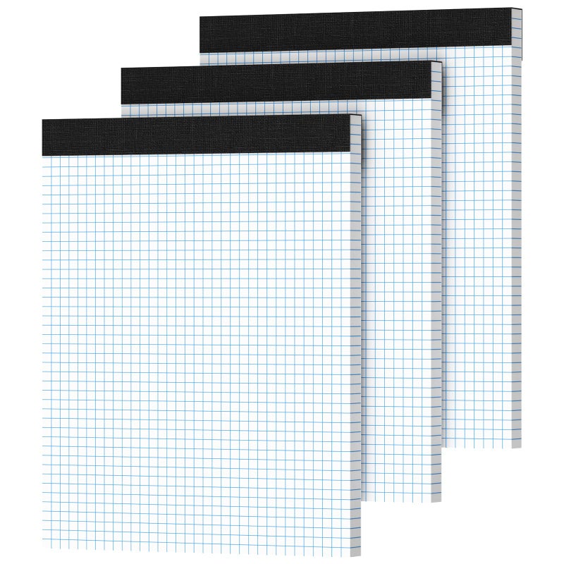Ciphyfee Graph Paper 8.5 X 11, 3 Pack, 4x4 Quad Ruled, Grid Paper Pad 8-1/2" X 11.75", Grid Pad 8.5 X 11.75, Engineering Notebook, Easy Tears Off, White 70 Gsm Graft Paper - Image 1