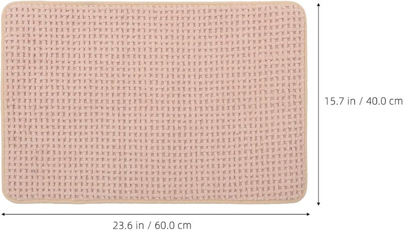Non-Slip Chenille Bath Rug Beige 60x40cm, Water Absorbent Household Floor Mat for Bathroom and Bedroom, Soft Textured Anti-Skid Bath Mat for Indoor Use - Image 3