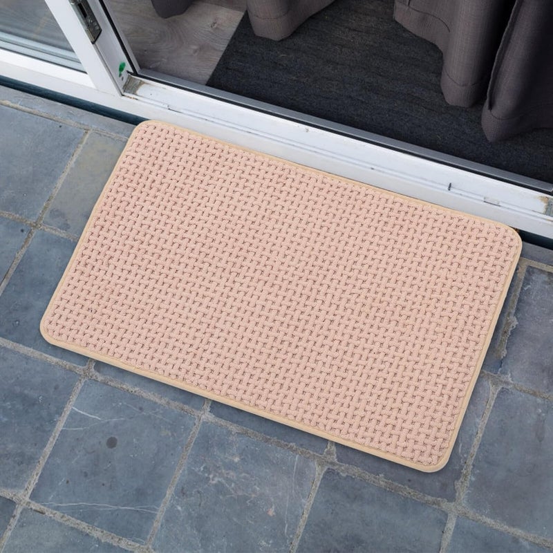 Non-Slip Chenille Bath Rug Beige 60x40cm, Water Absorbent Household Floor Mat for Bathroom and Bedroom, Soft Textured Anti-Skid Bath Mat for Indoor Use - Image 2
