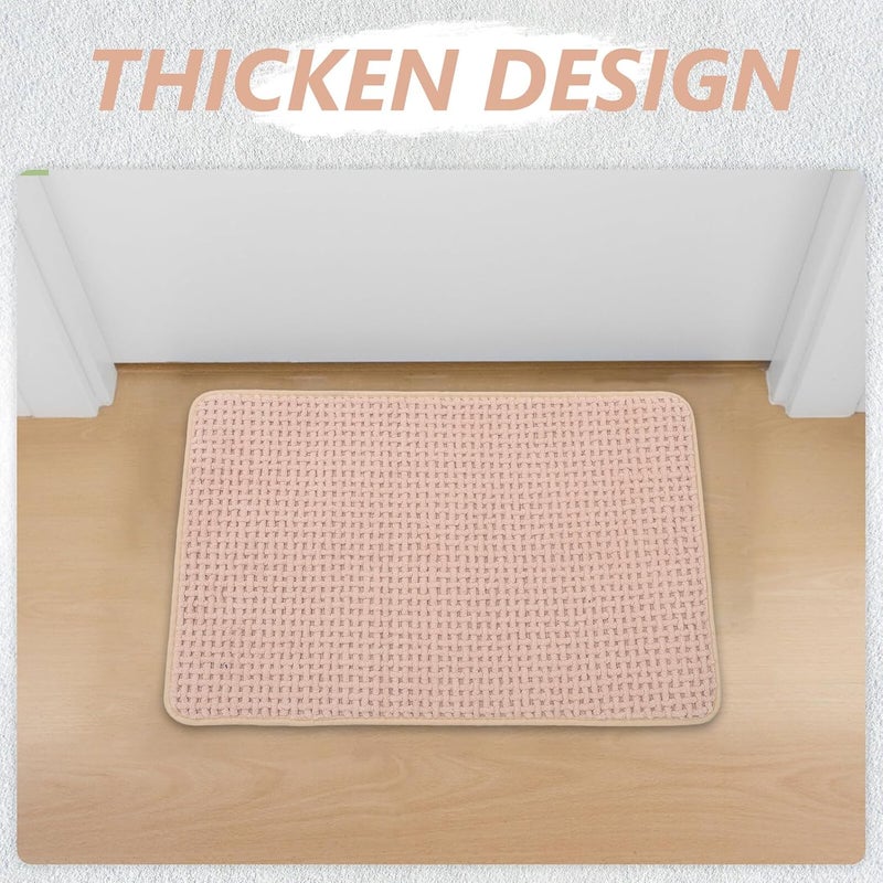 Non-Slip Chenille Bath Rug Beige 60x40cm, Water Absorbent Household Floor Mat for Bathroom and Bedroom, Soft Textured Anti-Skid Bath Mat for Indoor Use - Image 5