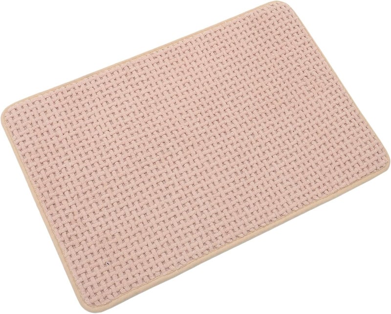 Non-Slip Chenille Bath Rug Beige 60x40cm, Water Absorbent Household Floor Mat for Bathroom and Bedroom, Soft Textured Anti-Skid Bath Mat for Indoor Use - Image 1