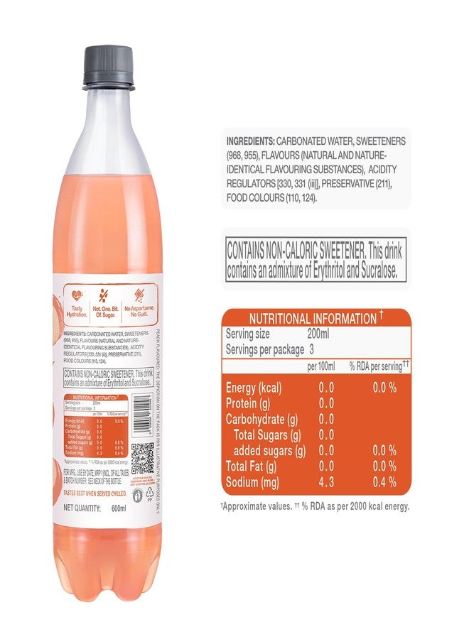 Paper Boat Peach Sparkling Water, 600ml | Carbonated Water | Zero Sugar, Zero Calories I Sugar Free - Image 2