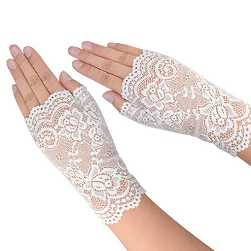 obmwang 2 Pairs Women's Lace Gloves Fingerless Floral Gloves for Bridal Prom Wedding Party Costume Accessories - Image 4