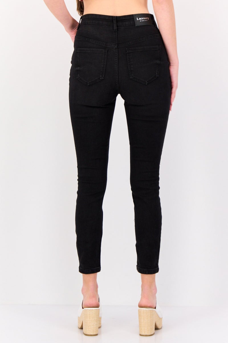 VERO MODA I Scenery by Vero Moda Women Skinny Fit Washed Stretchable Jeans, Black - Image 3