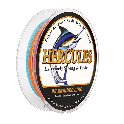 HERCULES Super Strong 500M 547 Yards Braided Fishing Line 20 LB Test for Saltwater Freshwater PE Braid Fish Lines 4 Strands - Multicolor, 20LB (9.1KG), 0.20MM - Image 1