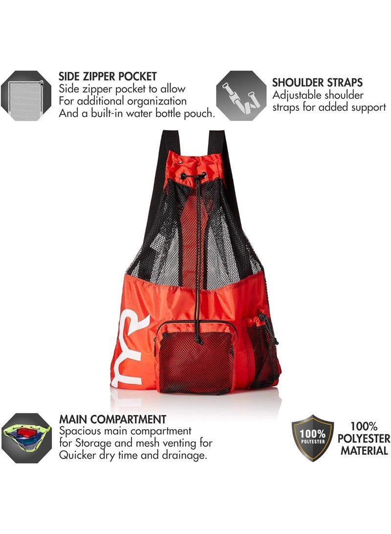 Generic Big Mesh Mummy Backpack for Wet Swimming, Gym, and Workout Gear, Red - Image 3