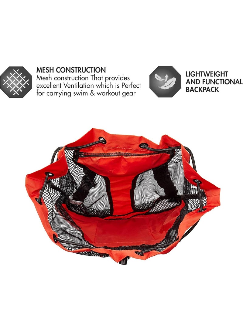 Generic Big Mesh Mummy Backpack for Wet Swimming, Gym, and Workout Gear, Red - Image 2