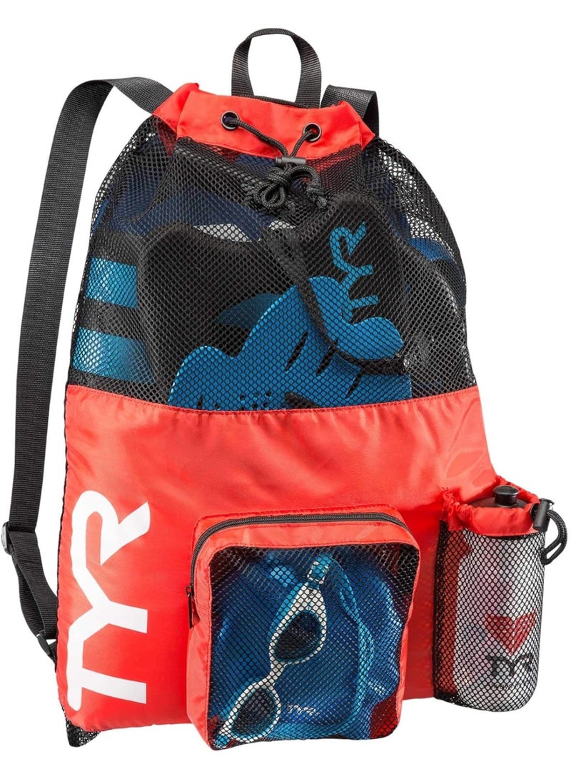 Generic Big Mesh Mummy Backpack for Wet Swimming, Gym, and Workout Gear, Red - Image 1