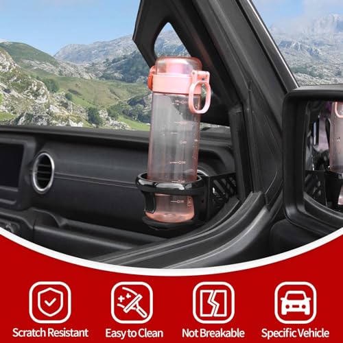 JeCar حامل أكواب JeCar لجانب الباب الأمامي الأيمن يناسب جيب رانجلر JL JLU 2018-2023 وشاحنة Gladiator JT - Image 4