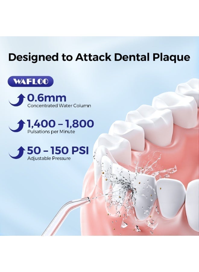 WAFLOO Water Flosser Professional 5 Modes 6 Nozzles 300ML Tank Rechargeable Portable Oral Irrigator IPX7 Waterproof Electric Flosser for Deep Teeth Cleaning (Grey) - Image 3