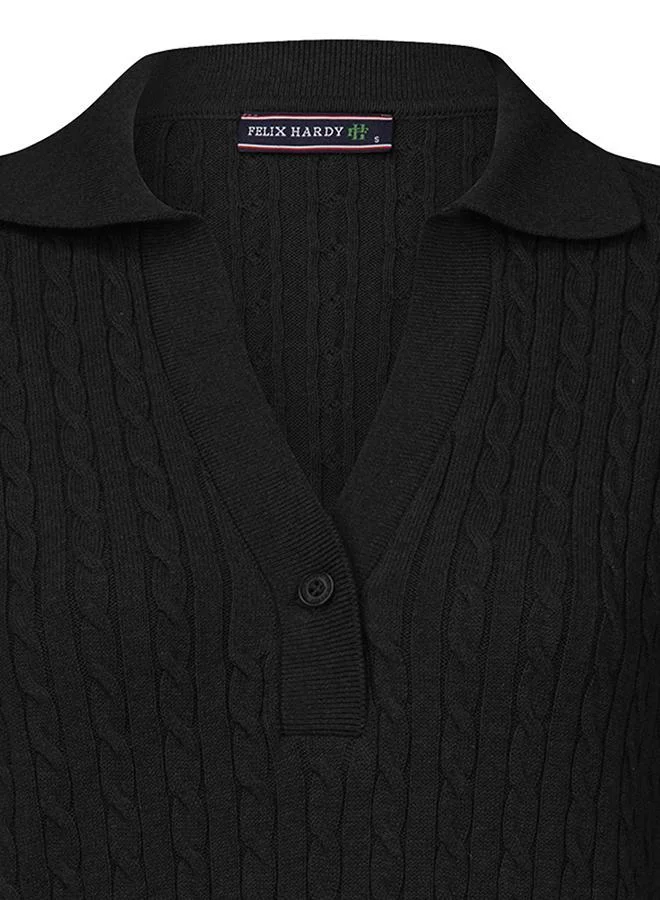 Felix Hardy Black Long Sleeve Cable Knit Dress for Women | Best Price UAE