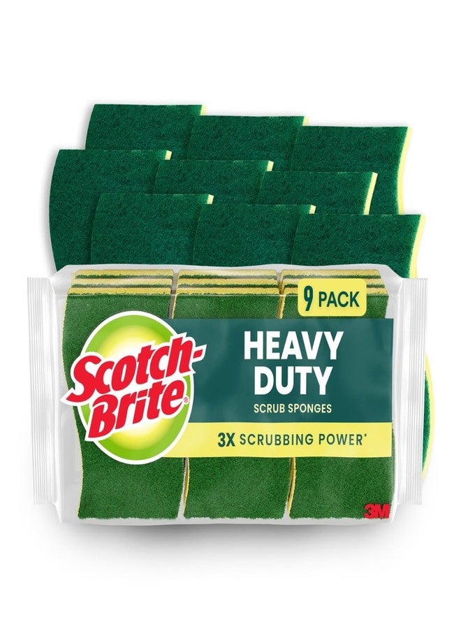 Scotch Brite Scotch-Brite Heavy Duty Scrub Sponge, 9 Kitchen Sponges Designed for Tough Messes in the Kitchen that Last 3X Longer*, Best for Cast Iron Skillets and Outdoor Grills, Flexible, Durable, and Strong - Image 1